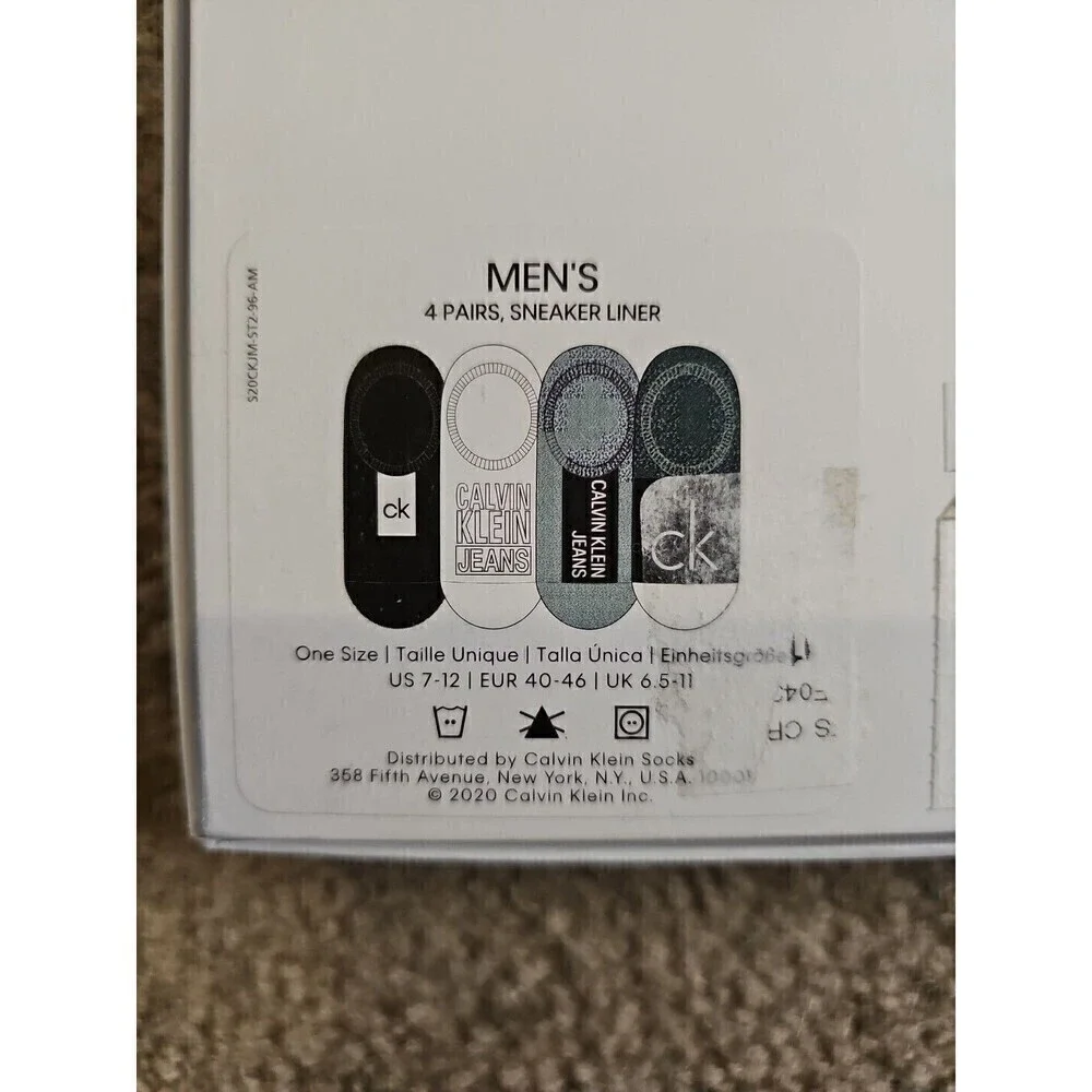 Calvin Klein Men's 4-Pack Sneaker Sock Liners Black White Gray One Size